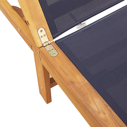 Lettini Prendisole 2 pz con Tavolo Blu Legno Acacia e Textilene