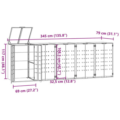 Copribidone con Ruote per 5 Bidoni Nera 345x79x117cm in Acciaio - homemem39