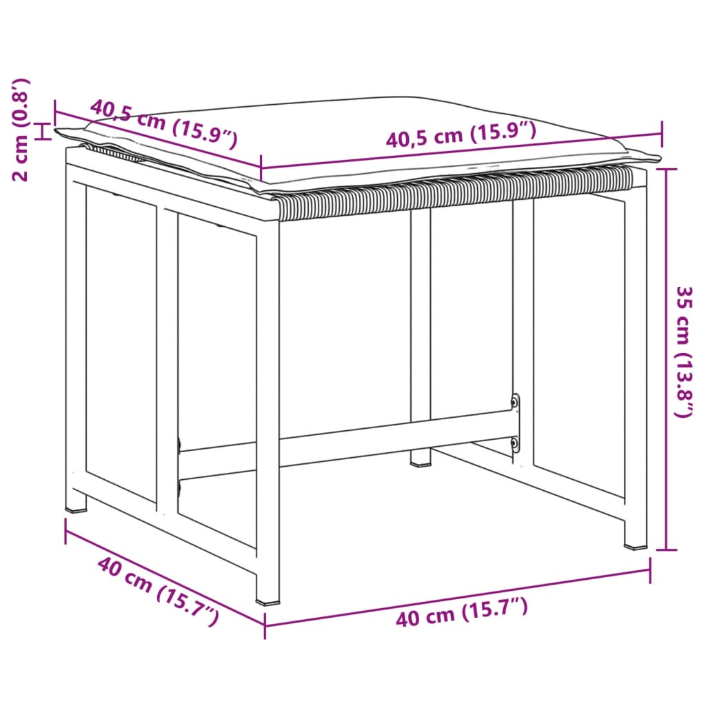 Sgabelli da Giardino con Cuscini 4 pz Neri in Polyrattan - homemem39