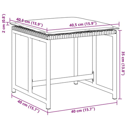 Sgabelli da Giardino con Cuscini 4 pz Neri in Polyrattan - homemem39