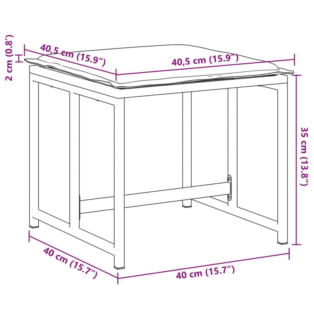 Sgabelli Giardino con Cuscini 4 pz Bianchi Acciaio e Textilene - homemem39