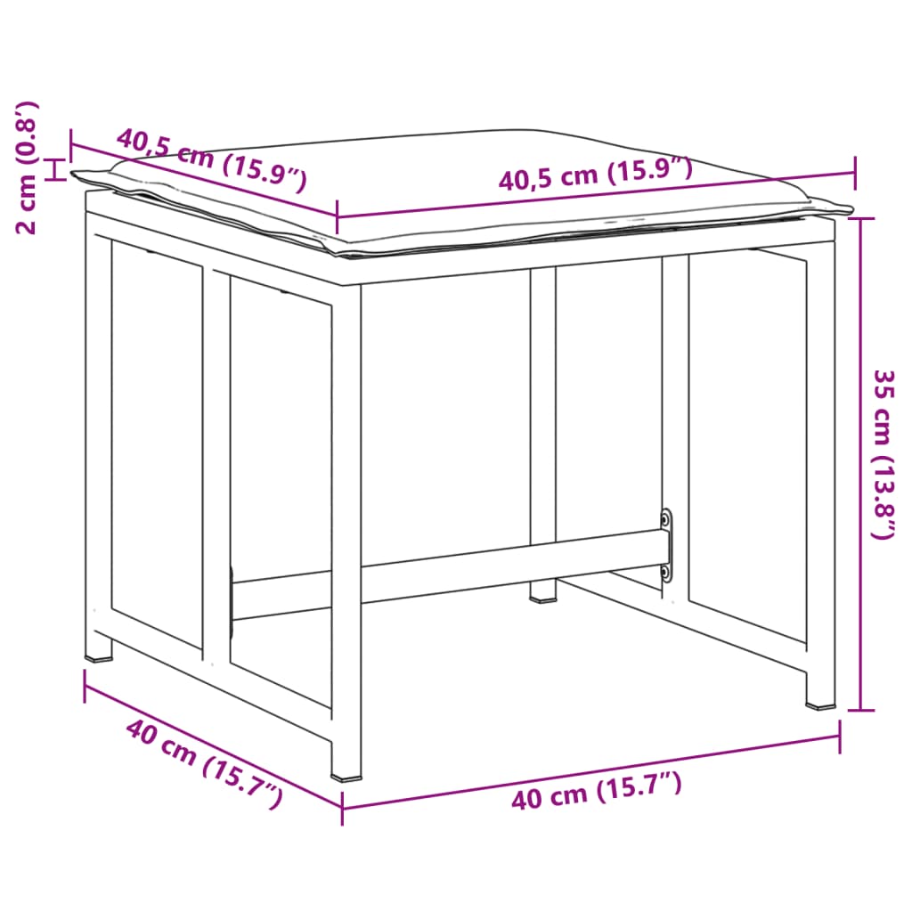 Sgabelli Giardino con Cuscini 4 pz Bianchi Acciaio e Textilene