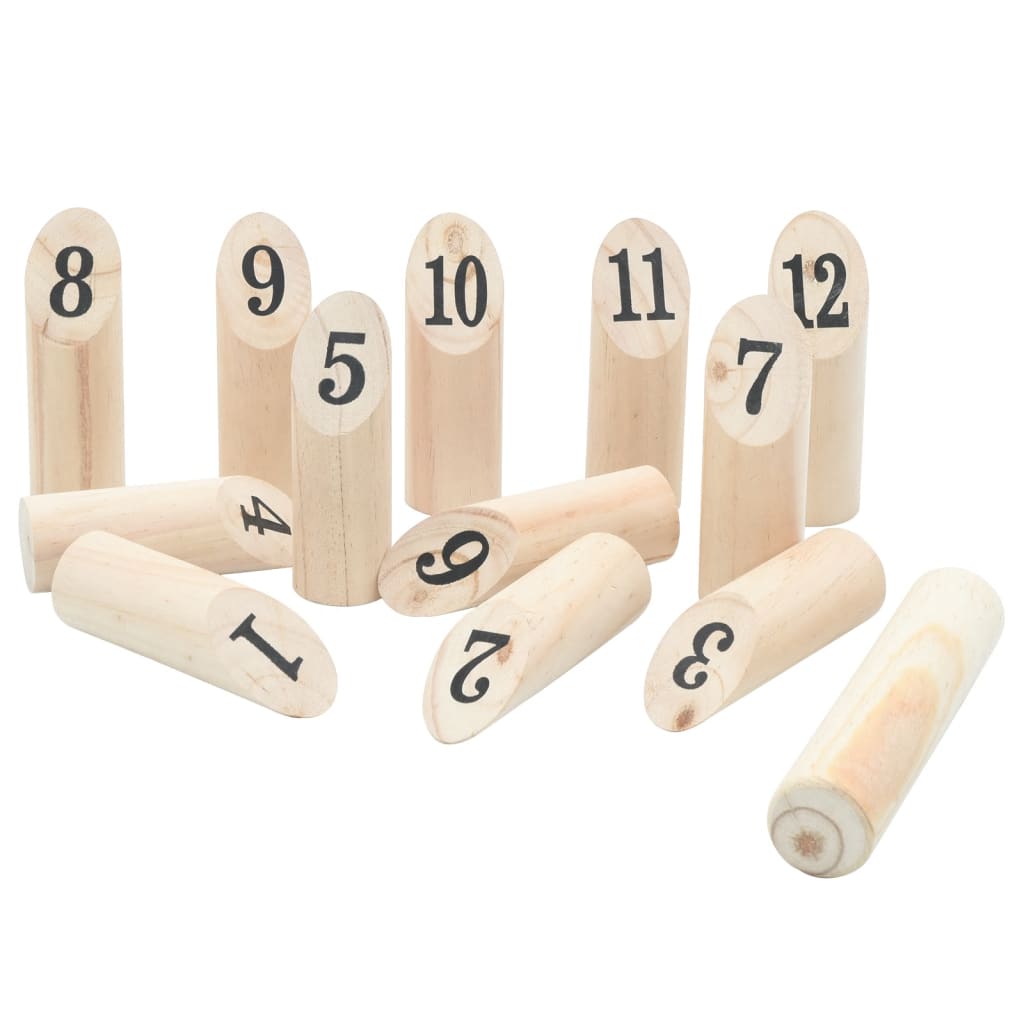 Set Gioco Kubb Numerici 13pz con Custodia Legno Massello Pino - homemem39