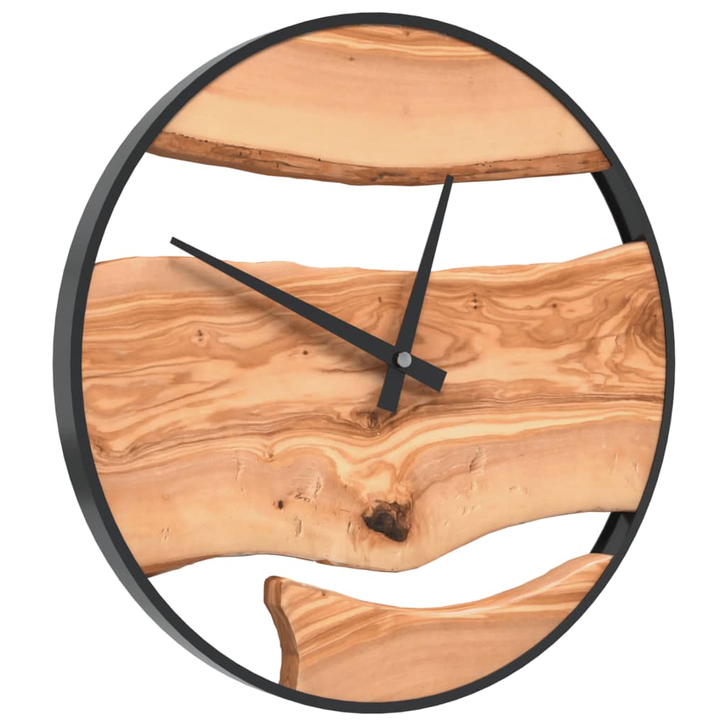 Orologio a Parete Marrone Ø35 cm in Ferro e Legno di Ulivo - homemem39