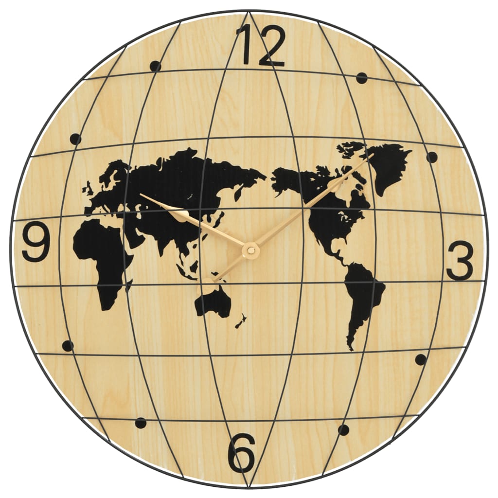 Orologio a Parete Giallo e Nero Ø50 cm in Legno Multistrato - homemem39