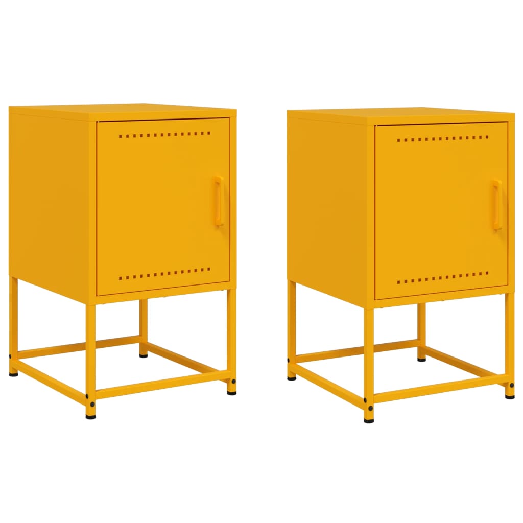 Comodini 2 pz Giallo Senape 36x39x60,5 cm in Acciaio