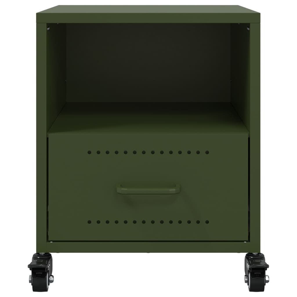 Comodini 2 pz Verde Oliva 36x39x43,5 cm in Acciaio