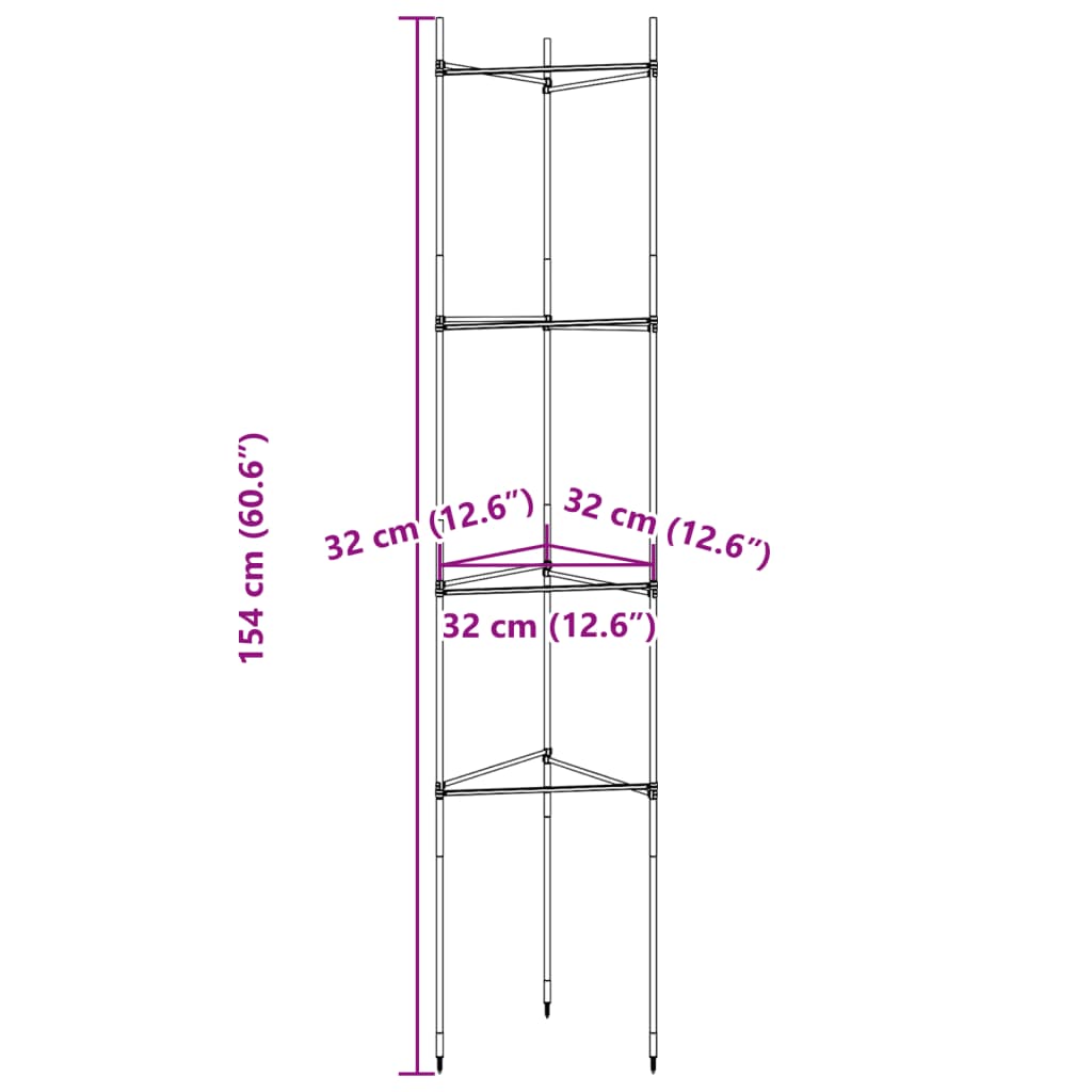 Sostegni per Pomodori 4pz 154 cm in Acciaio e PP - homemem39