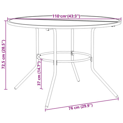 Tavolo Patio Rotondo Antracite Ø110x72,5 cm Acciaio Verniciato - homemem39