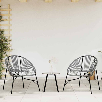 Sedia da Uovo da Giardino in Polyrattan Nero e Grigio Chiaro