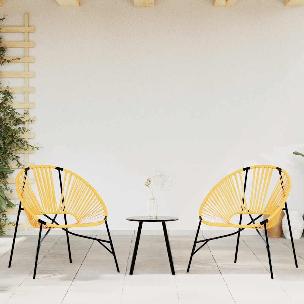 Sedia da Uovo da Giardino in Polyrattan Nero e Giallo