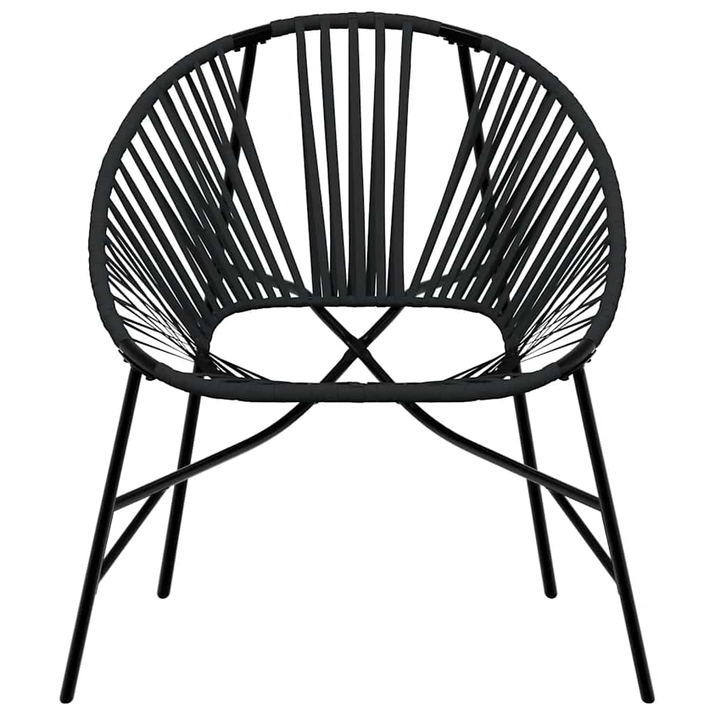 Set di Sedie da Giardino 3 pz in Polyrattan Nero