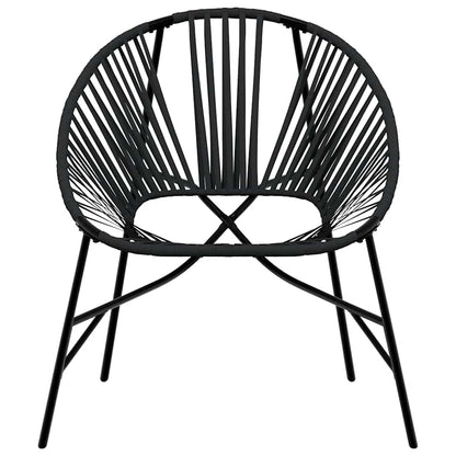 Set di Sedie da Giardino 3 pz in Polyrattan Nero