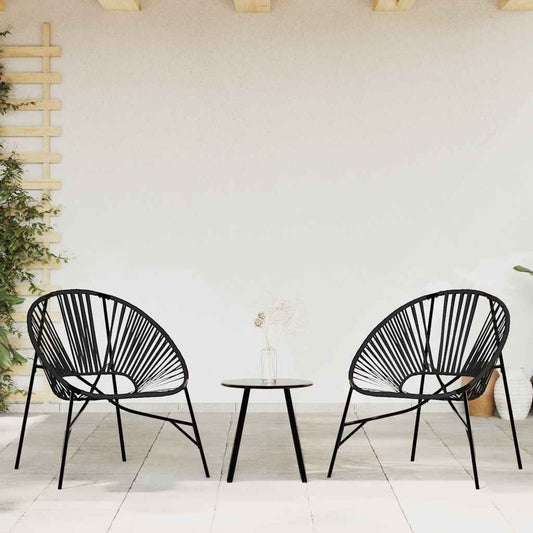 Set di Sedie da Giardino 3 pz in Polyrattan Nero