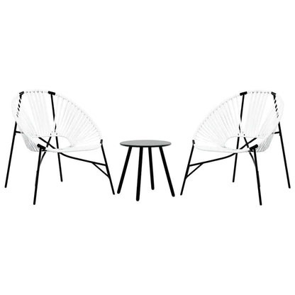 Set di Sedie da Giardino 3 pz in Polyrattan Bianco e Nero - homemem39