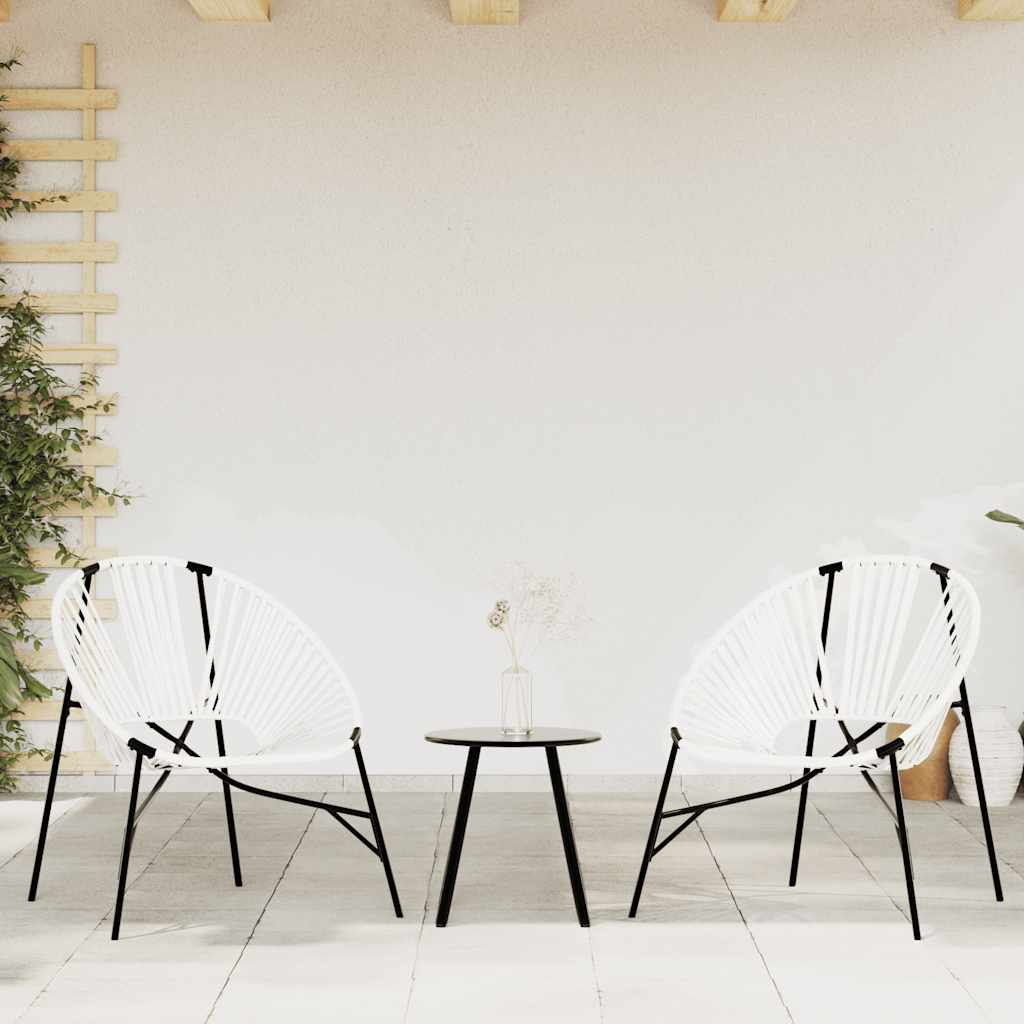 Set di Sedie da Giardino 3 pz in Polyrattan Bianco e Nero - homemem39