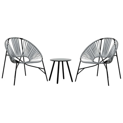 Set di Sedie da Giardino 3pz in Polyrattan Nero e Grigio Chiaro - homemem39