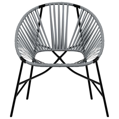 Set di Sedie da Giardino 3pz in Polyrattan Nero e Grigio Chiaro