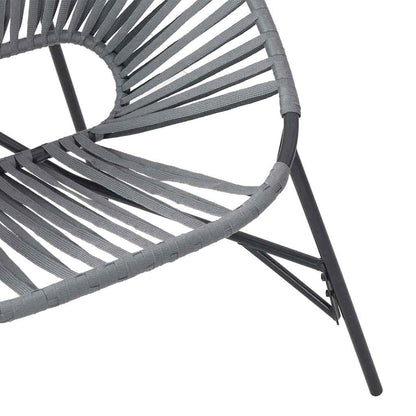 Set di Sedie da Giardino 3pz in Polyrattan Nero e Grigio Chiaro