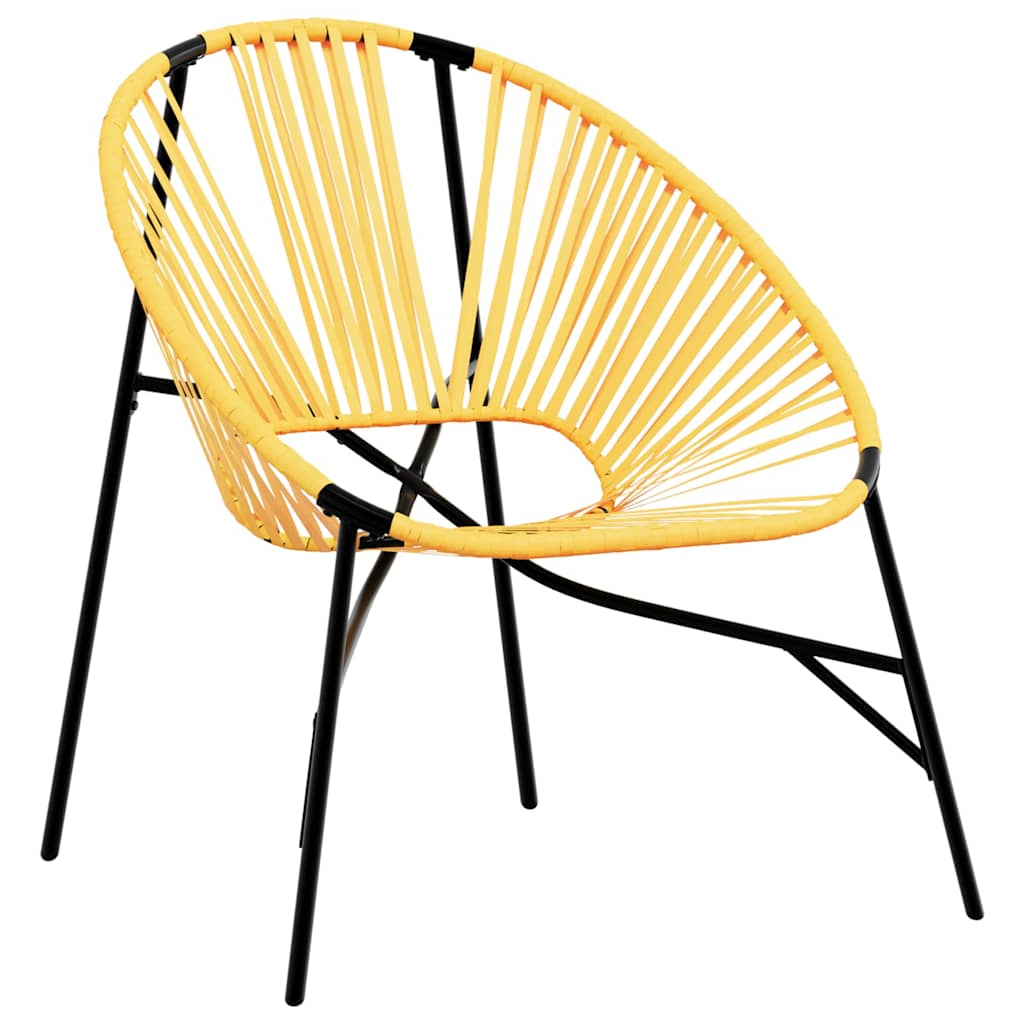 Set di Sedie da Giardino 3 pz in Polyrattan Nero e Giallo