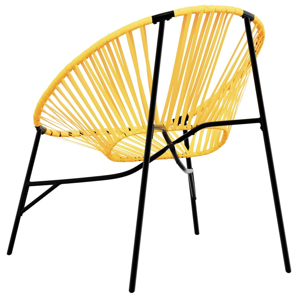 Set di Sedie da Giardino 3 pz in Polyrattan Nero e Giallo - homemem39