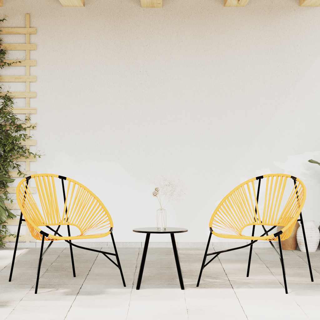 Set di Sedie da Giardino 3 pz in Polyrattan Nero e Giallo