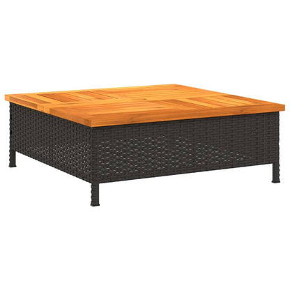 Tavolo da Giardino Nero 70x70x25cm in Rattan e Legno di Acacia - homemem39