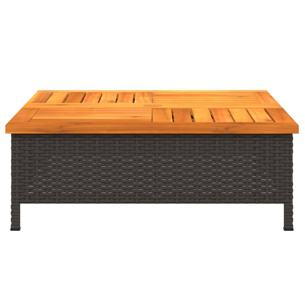 Tavolo da Giardino Nero 70x70x25cm in Rattan e Legno di Acacia - homemem39