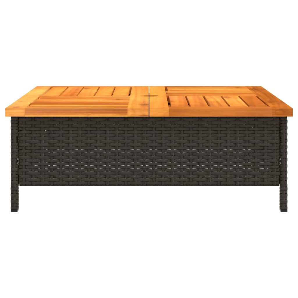 Tavolo da Giardino Nero 70x70x25cm in Rattan e Legno di Acacia - homemem39