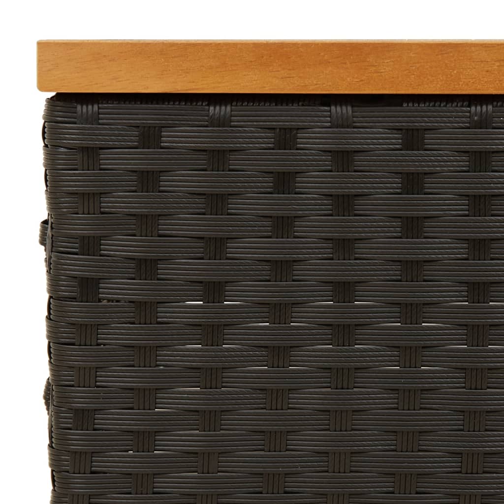 Tavolo da Giardino Nero 70x70x25cm in Rattan e Legno di Acacia - homemem39