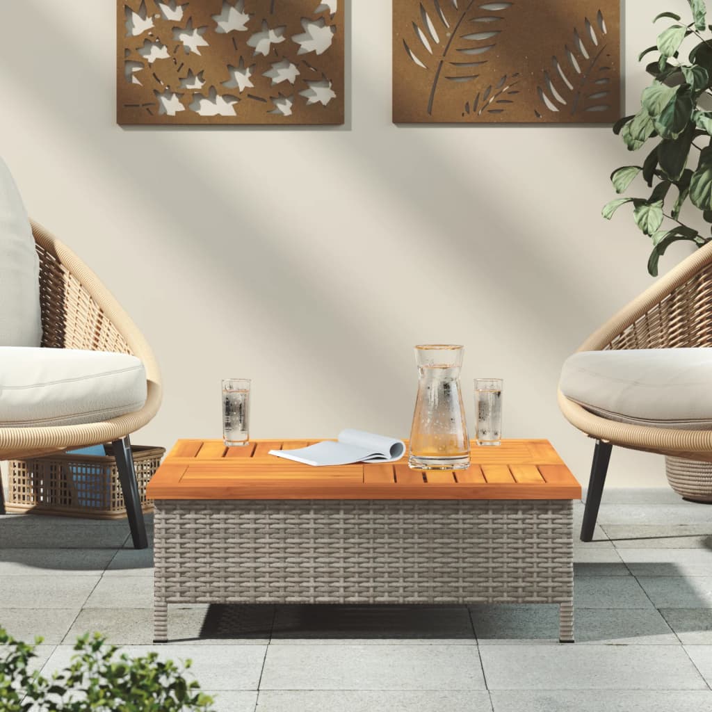 Tavolo da Giardino Grigio 70x70x25cm Rattan e Legno di Acacia - homemem39