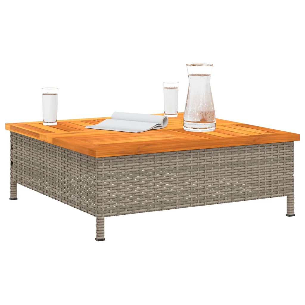 Tavolo da Giardino Grigio 70x70x25cm Rattan e Legno di Acacia - homemem39