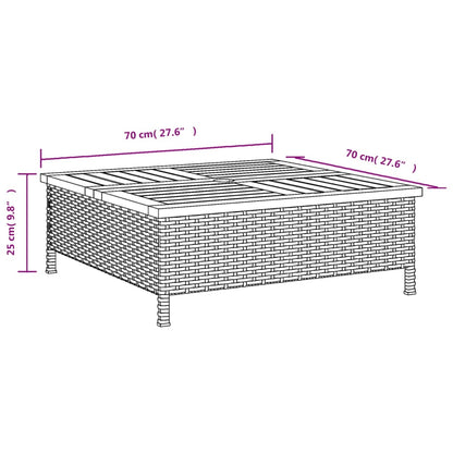 Tavolo da Giardino Grigio 70x70x25cm Rattan e Legno di Acacia - homemem39