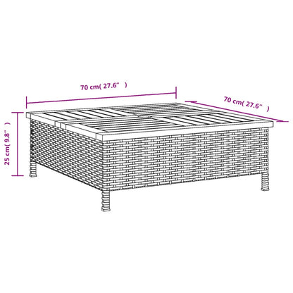 Tavolo da Giardino Beige 70x70x25cm in Rattan e Legno di Acacia - homemem39