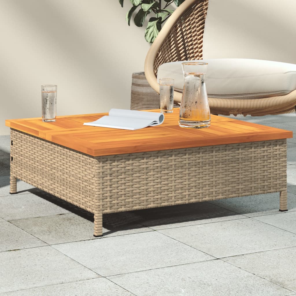 Tavolo da Giardino Beige 70x70x25cm in Rattan e Legno di Acacia - homemem39