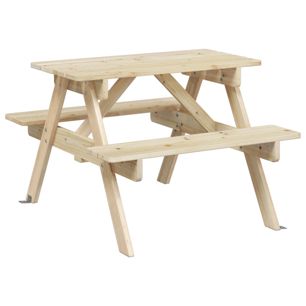 Tavolo da Picnic per 4 Bambini con Ombrellone Legno di Abete - homemem39