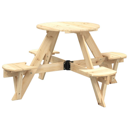 Tavolo Picnic per 4 Bambini con Ombrellone Rotondo Legno Abete