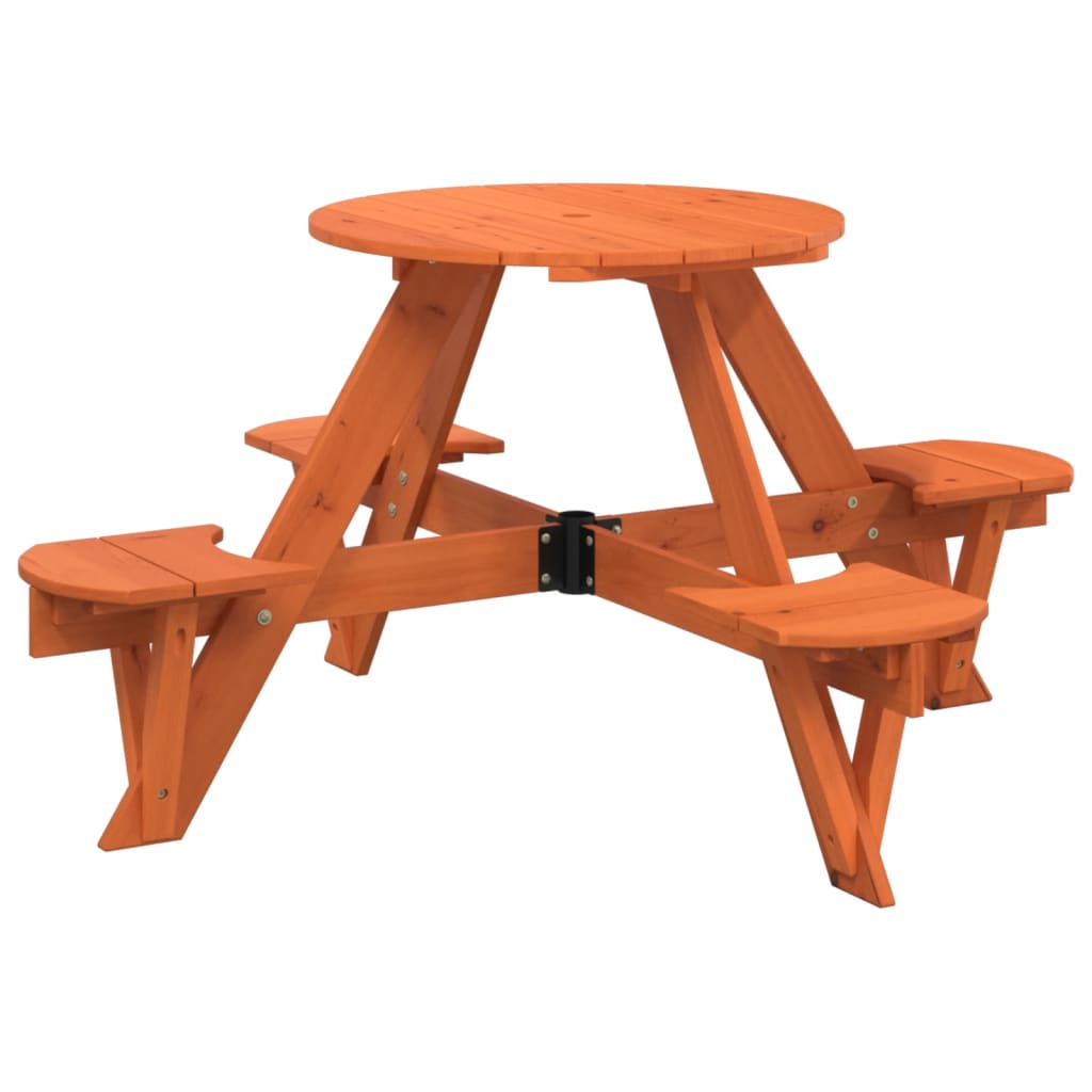 Tavolo Picnic per 4 Bambini con Ombrellone Rotondo Legno Abete - homemem39