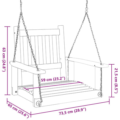 Dondolo da Giardino Catene in Metallo Nero in Legno di Abete - homemem39