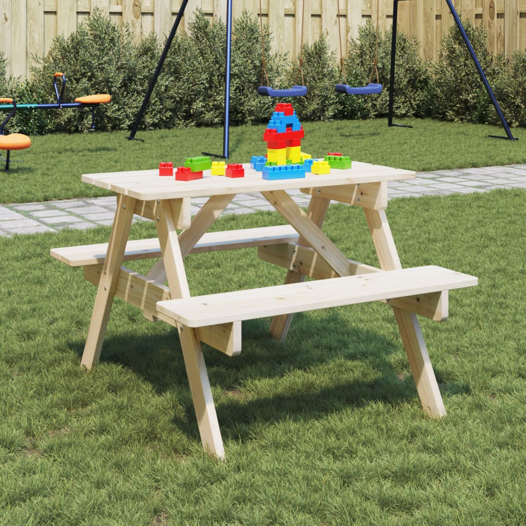 Tavolo da Picnic per 4 Bambini con Foro Ombrellone Legno Abete - homemem39