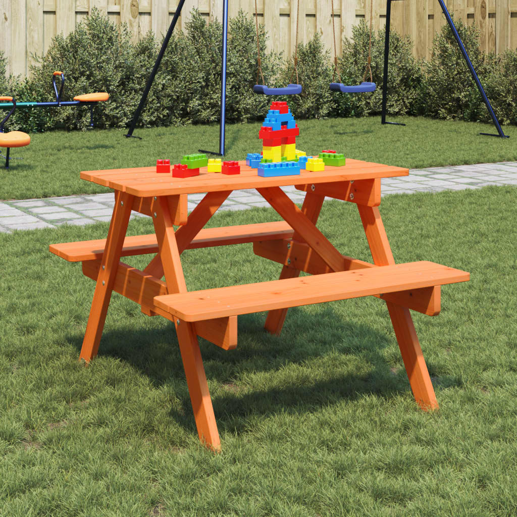 Tavolo da Picnic per 4 Bambini con Foro Ombrellone Legno Abete