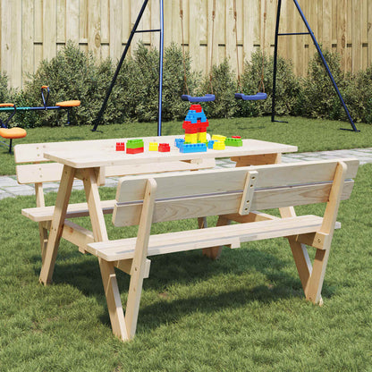 Tavolo da Picnic per 4 Bambini con Foro Ombrellone Legno Abete - homemem39