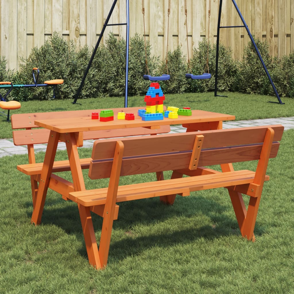 Tavolo da Picnic per 4 Bambini con Foro Ombrellone Legno Abete - homemem39