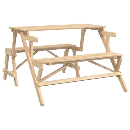 Tavolo da Picnic con Panche in Legno Abete 2-in-1 Convertibile - homemem39