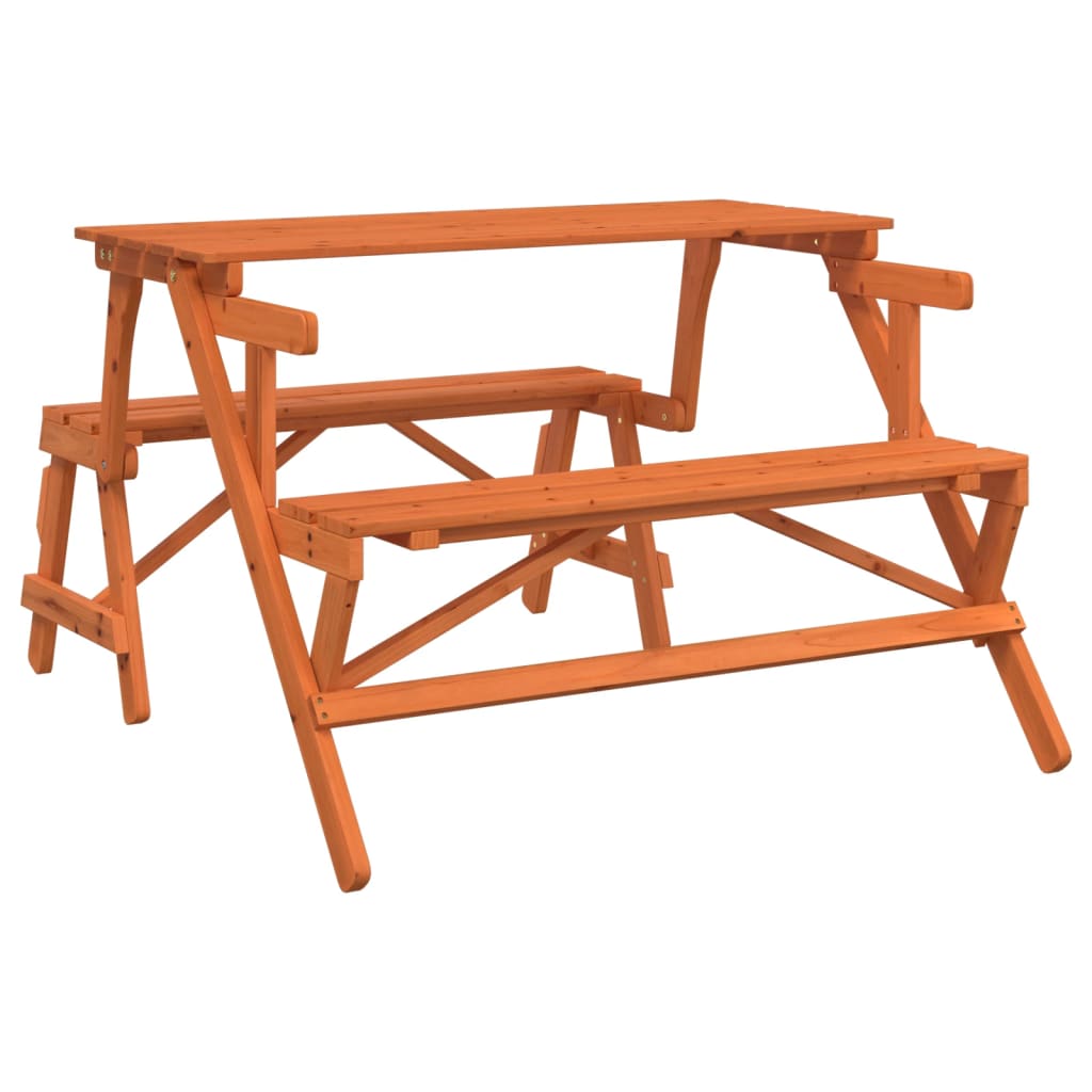 Tavolo da Picnic con Panche in Legno Abete 2-in-1 Convertibile - homemem39