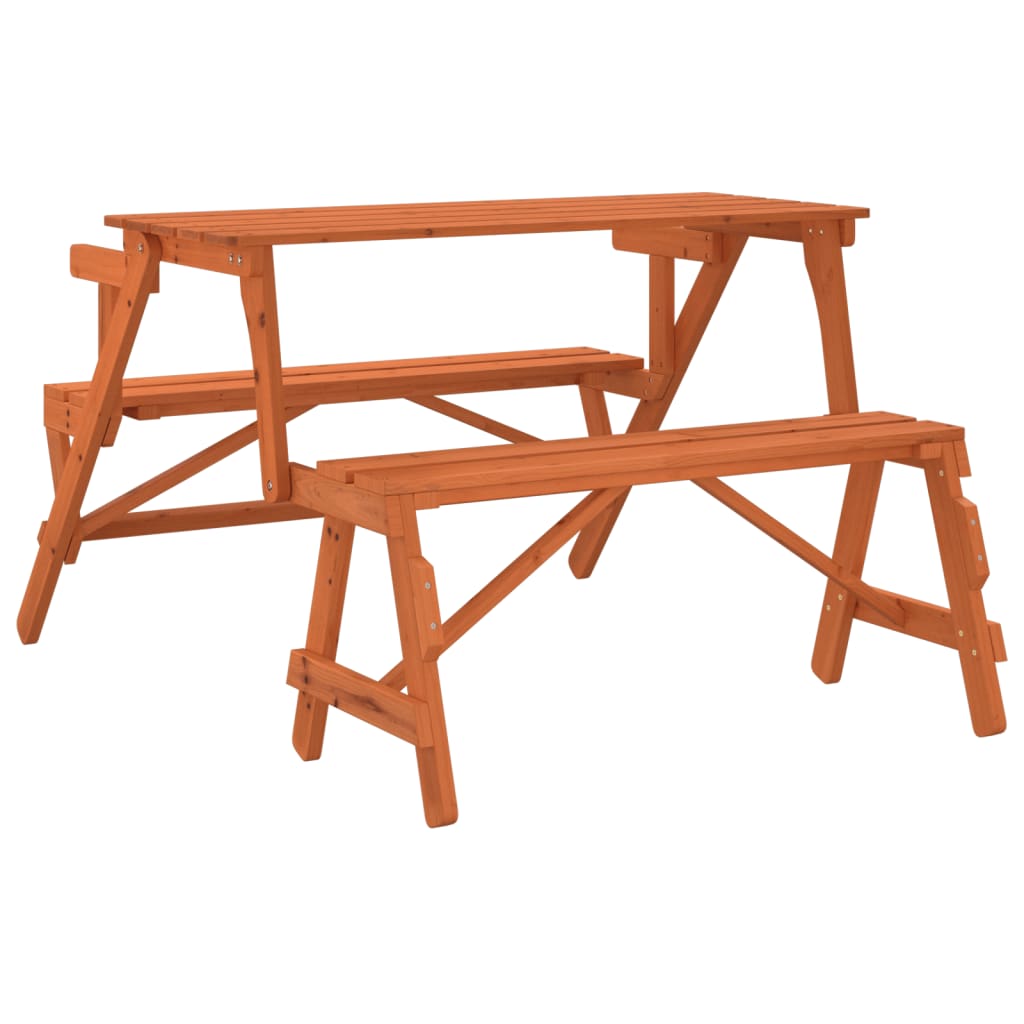 Tavolo da Picnic con Panche in Legno Abete 2-in-1 Convertibile - homemem39