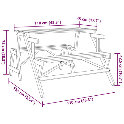 Tavolo da Picnic con Panche in Legno Abete 2-in-1 Convertibile - homemem39