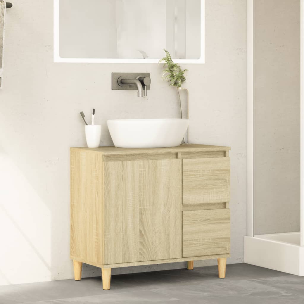 Armadietto da Bagno Rovere Sonoma 65x33x60 cm Legno Multistrato - homemem39