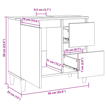 Armadietto da Bagno Rovere Sonoma 65x33x60 cm Legno Multistrato - homemem39