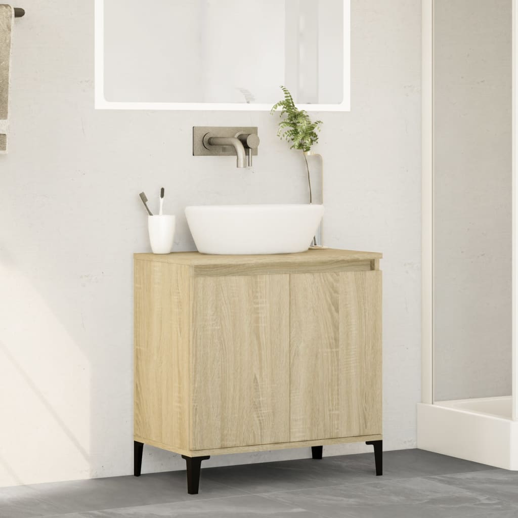 Mobile Lavabo Rovere Sonoma 58x33x60 cm in Legno Multistrato - homemem39